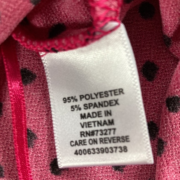 medium M Elle pink polka dot long sleeve fuchsia shirt with flounce sleeves - Picture 4 of 7